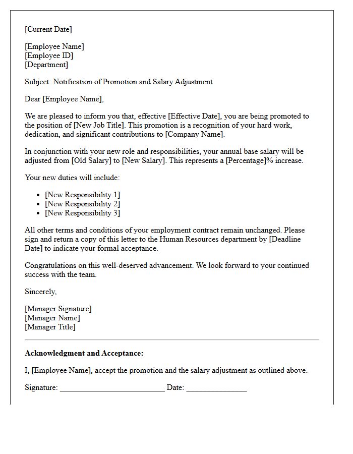 Salary Adjustment And Promotion Letter