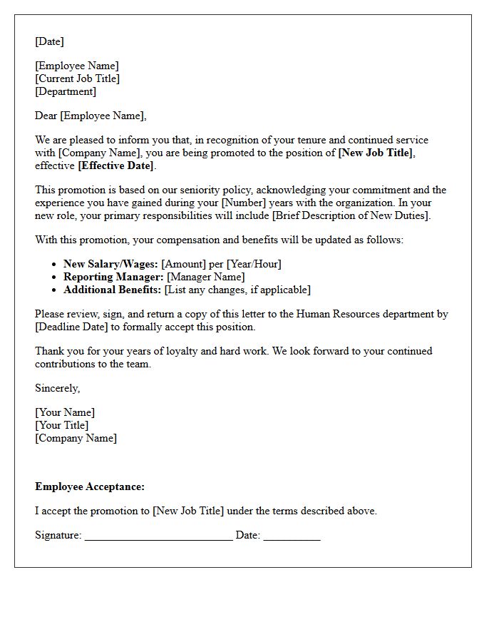 Seniority-Based Promotion Letter