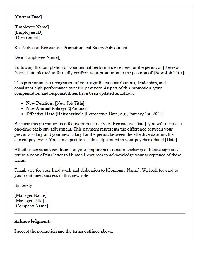 Annual Review Retroactive Promotion Letter