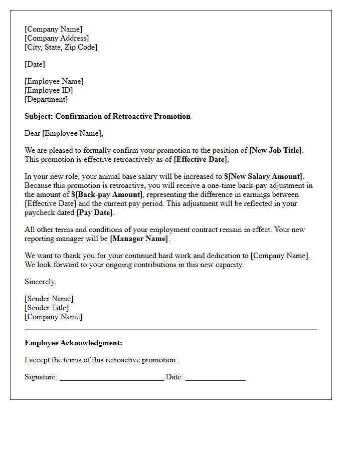 Retroactive Promotion Confirmation Letter