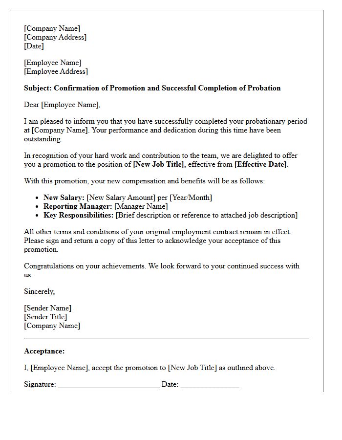 Standard Post-Probation Promotion Letter