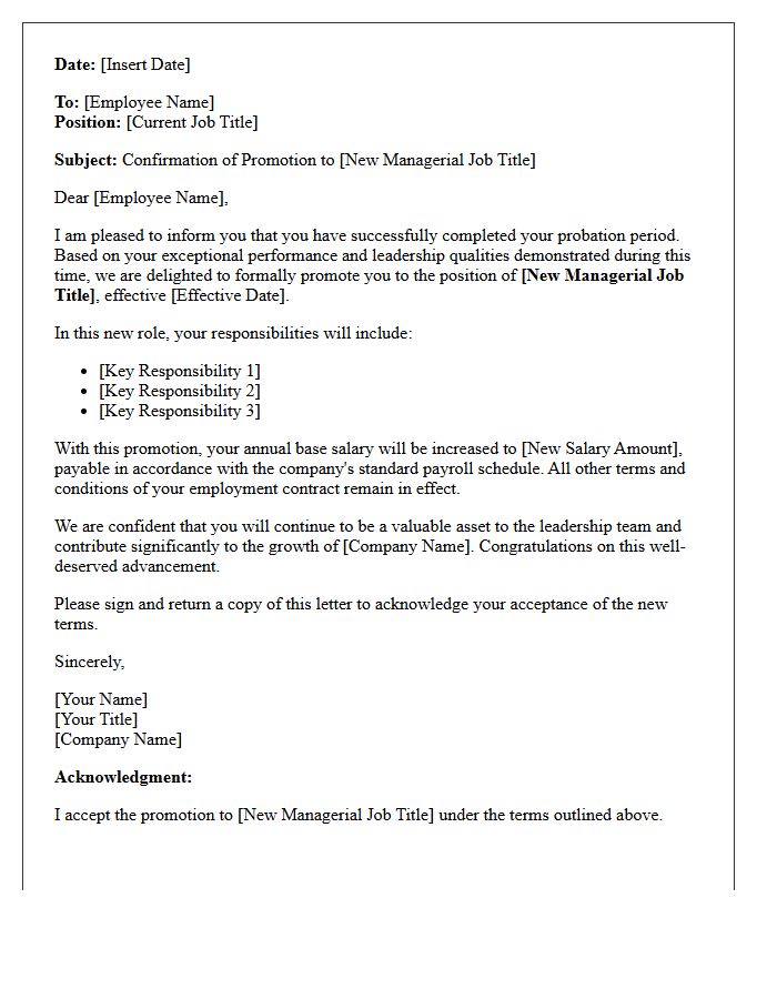 Managerial Role Post-Probation Promotion Letter