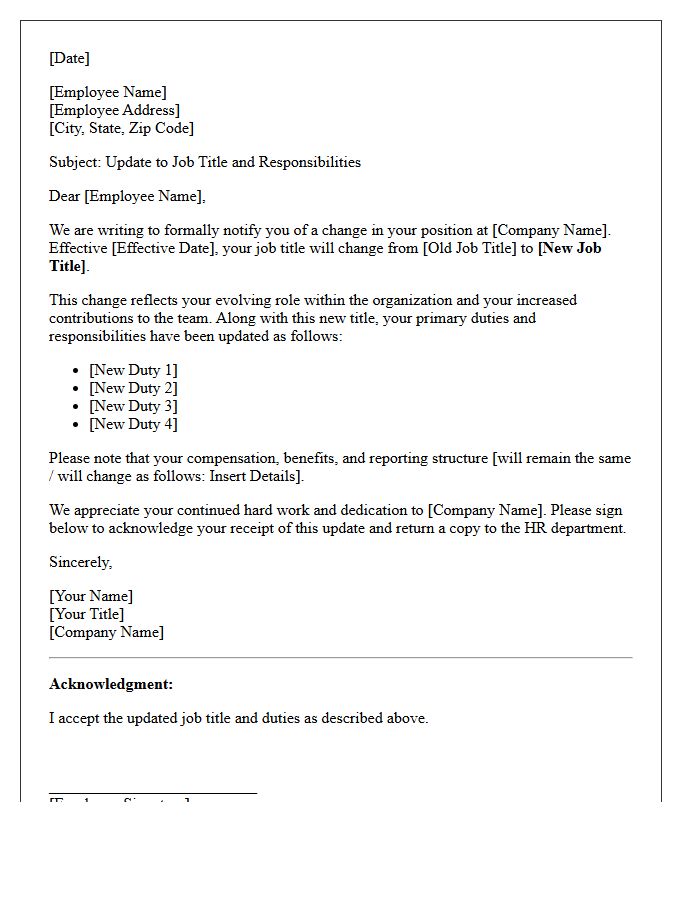 Updated Job Title and Duties