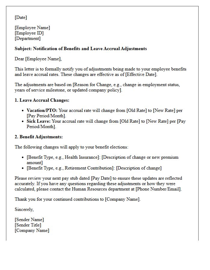 Benefits and Leave Accrual Adjustments