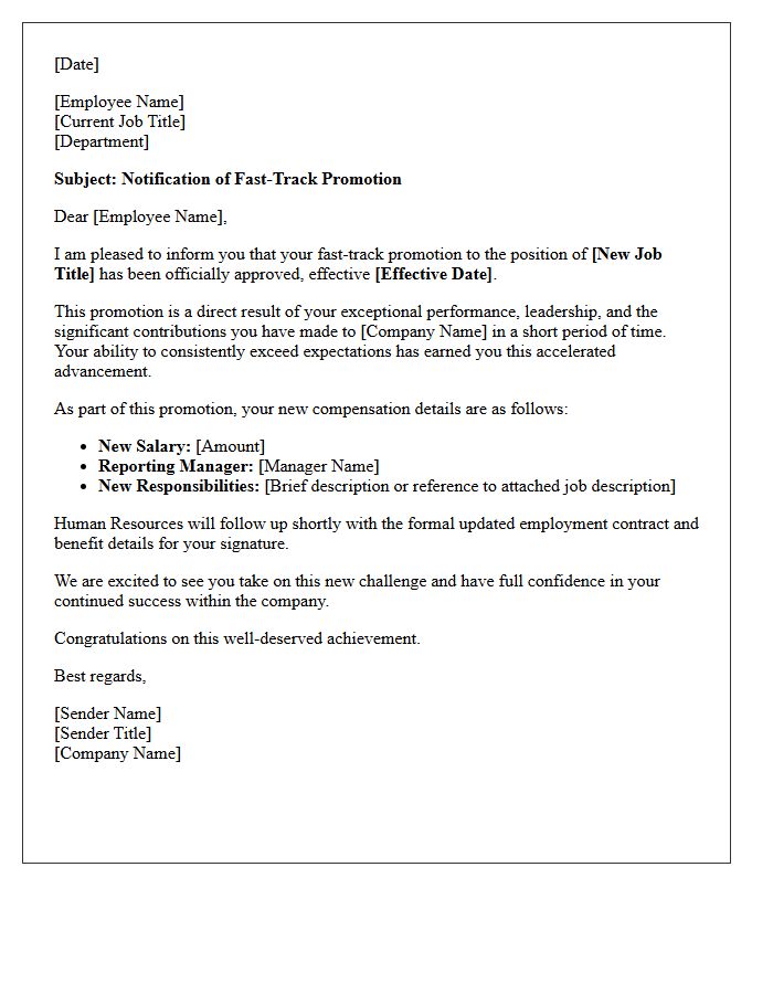 Fast-Track Promotion Approval Letter