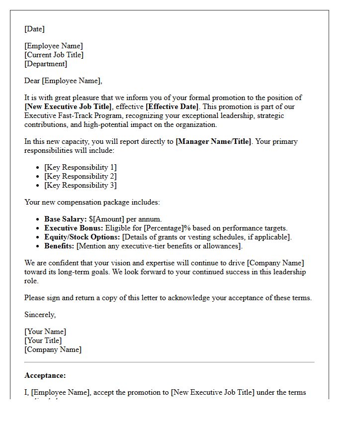 Executive Fast-Track Promotion Letter
