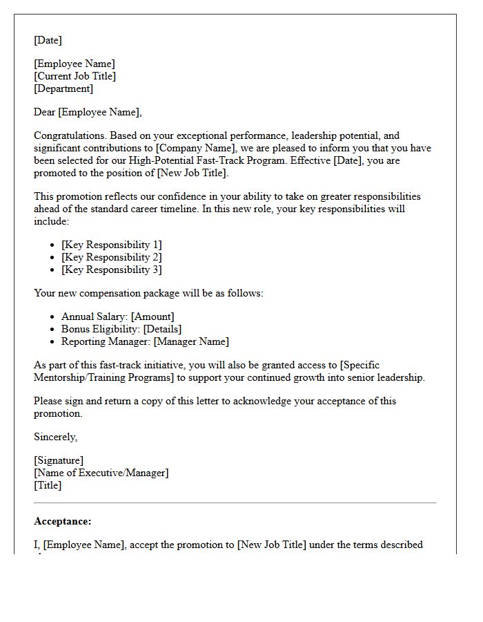 High-Potential Employee Fast-Track Promotion Letter