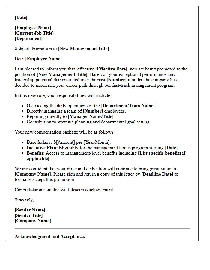 Fast-Track Management Promotion Letter