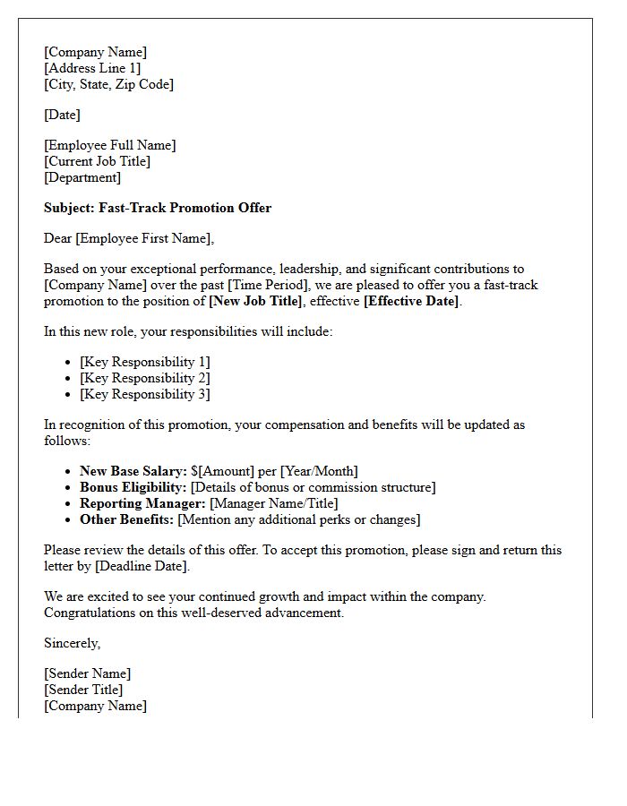 Fast-Track Promotion Offer Letter