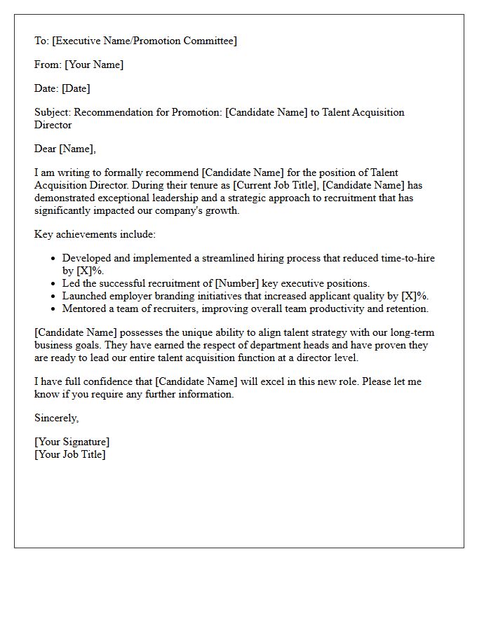 Talent Acquisition Director Promotion Recommendation Letter