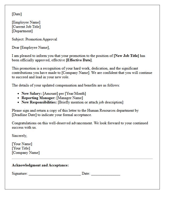 Standard Employee Promotion Approval Letter