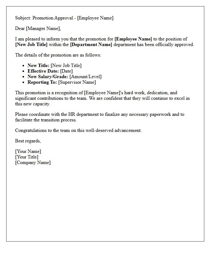 Internal Department Promotion Approval Letter