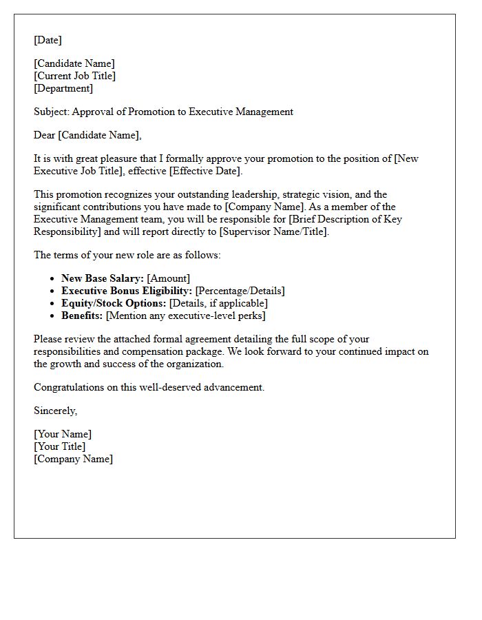 Executive Management Promotion Approval Letter