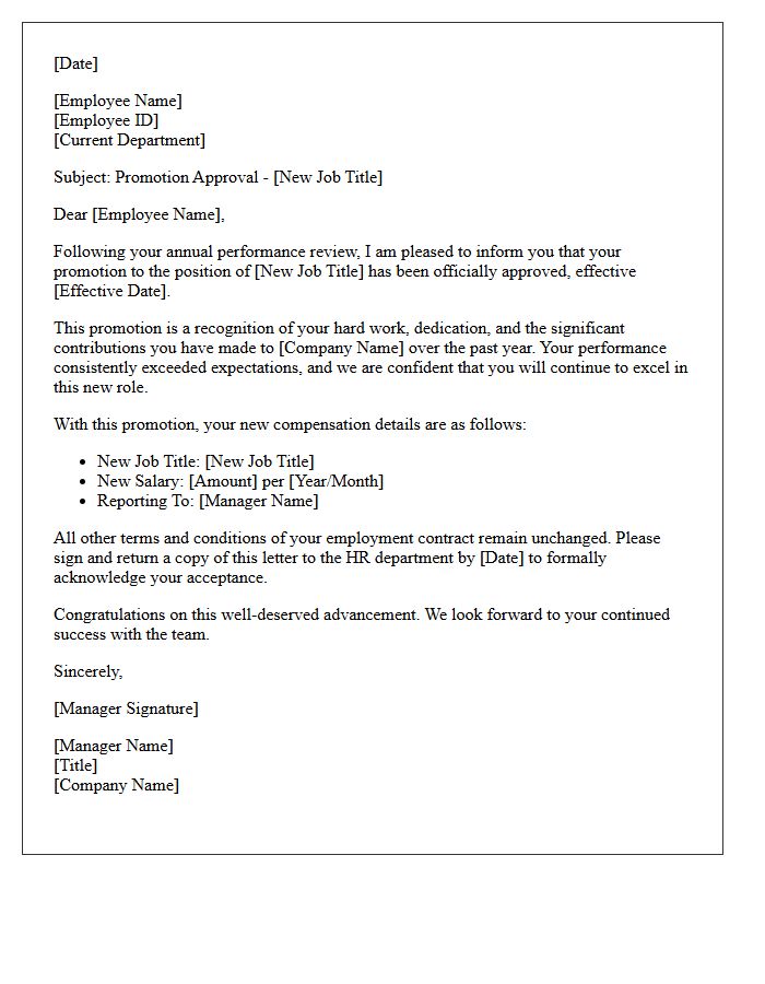 Annual Performance Promotion Approval Letter