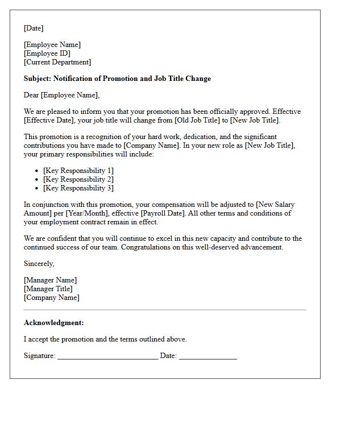 Job Title Change Promotion Approval Letter