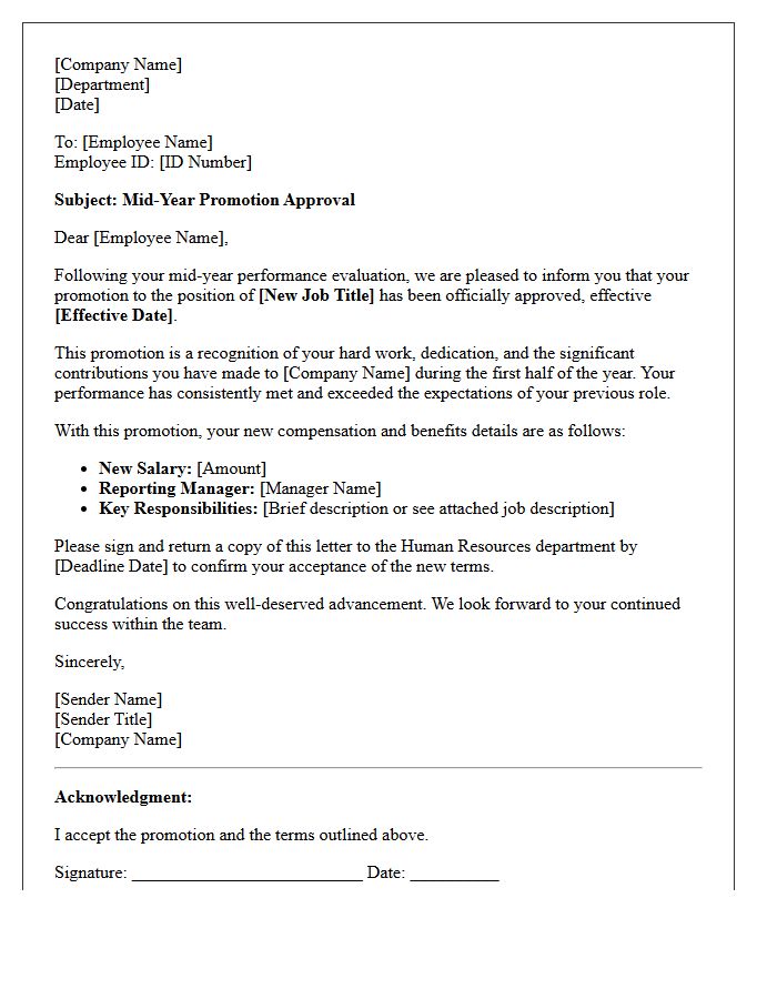 Mid Year Evaluation Promotion Approval Letter