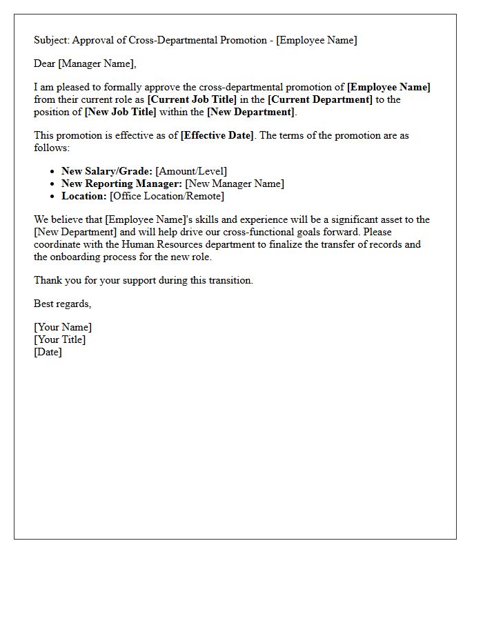 Cross Departmental Promotion Approval Letter
