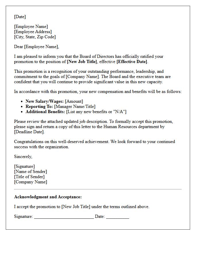 Board Ratified Promotion Approval Letter