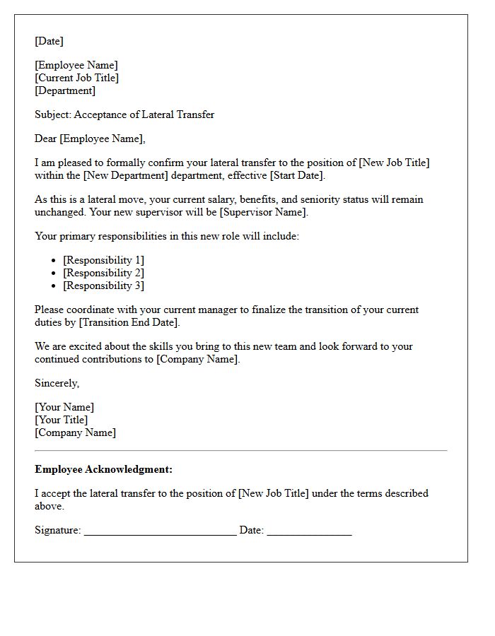 Employee Lateral Transfer Acceptance Letter