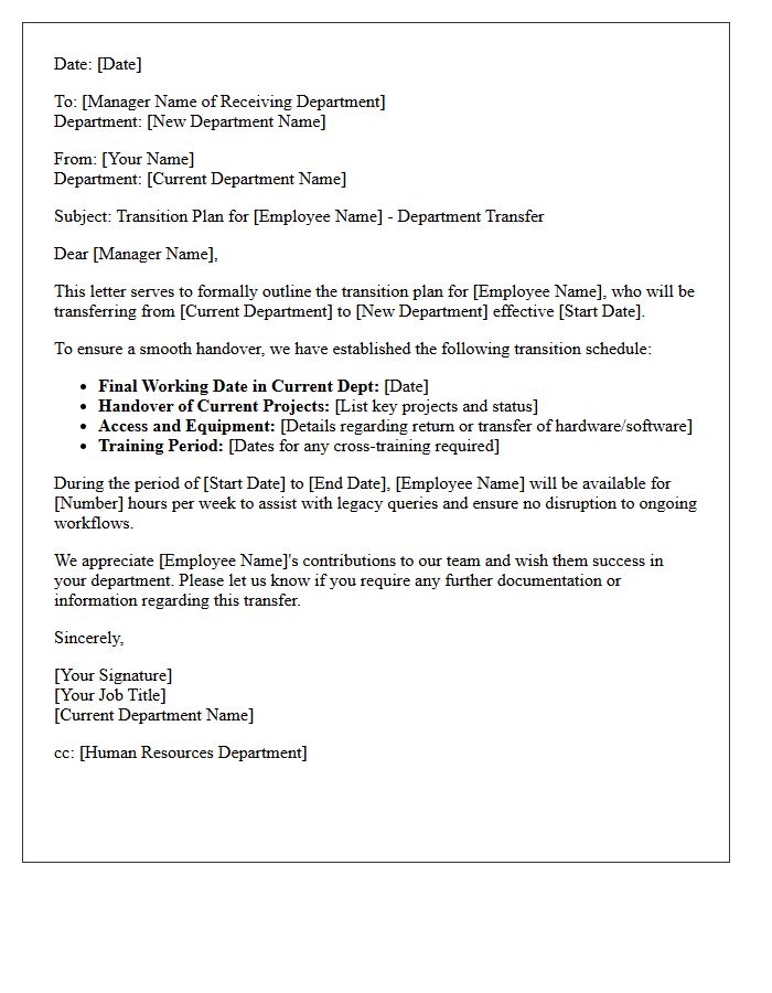 Releasing Department Transfer Transition Letter