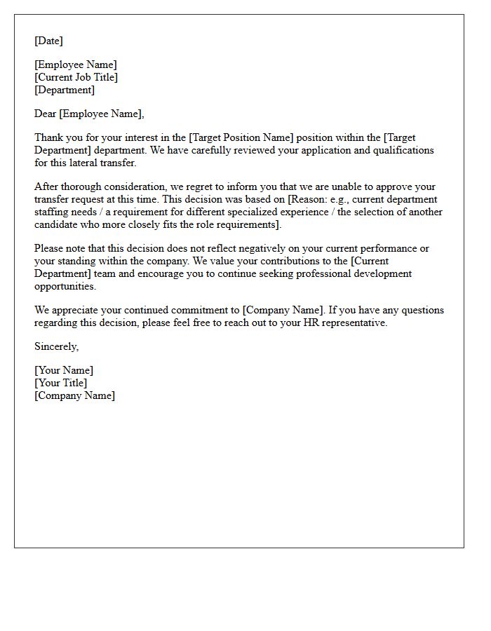Formal Lateral Transfer Denial Letter