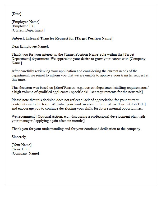 Position Transfer Request Rejection Letter