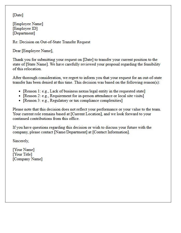 Out-of-State Transfer Request Denial Letter