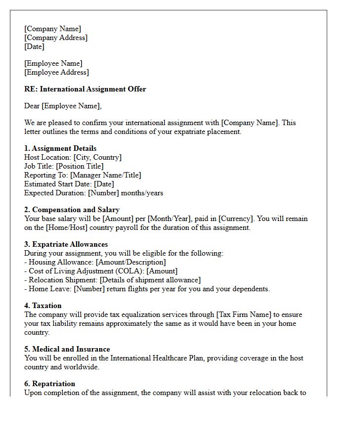 International Expatriate Assignment Letter