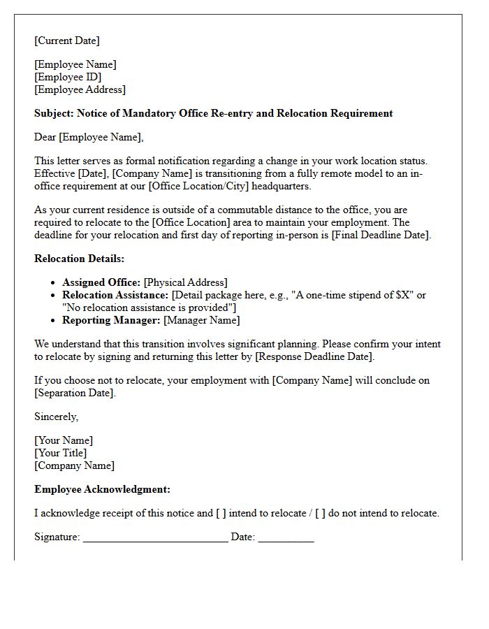 Remote Work Reversal Relocation Letter