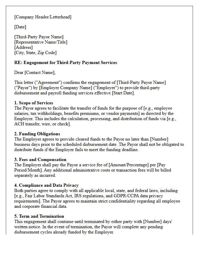Corporate Employer Third-Party Payor Engagement Letter
